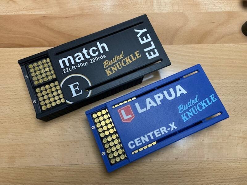Busted Knuckle ELEY Match and Lapua Center-X caddies open and loaded