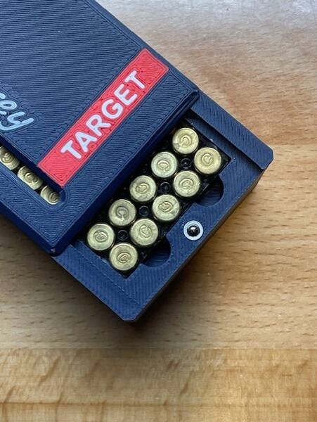 CCI Target caddie open showing brass detail