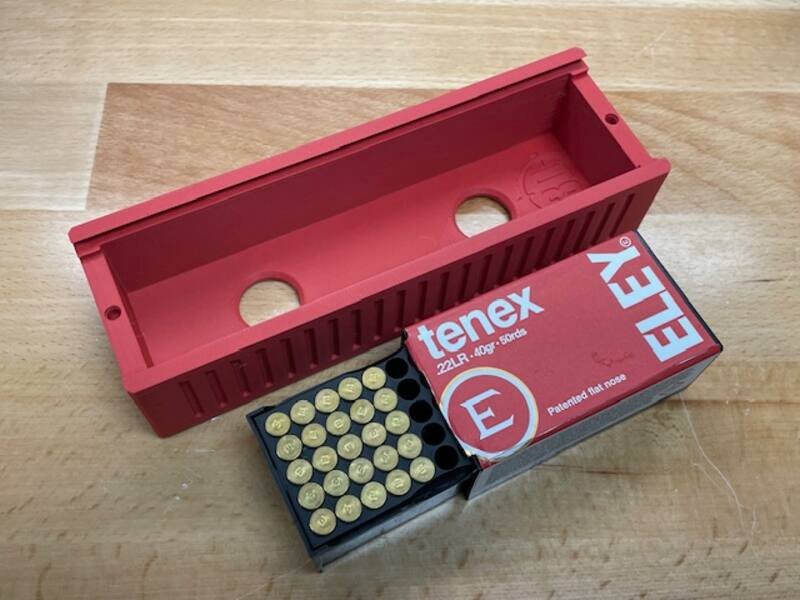 ELEY Tenex caddie open with tray and box