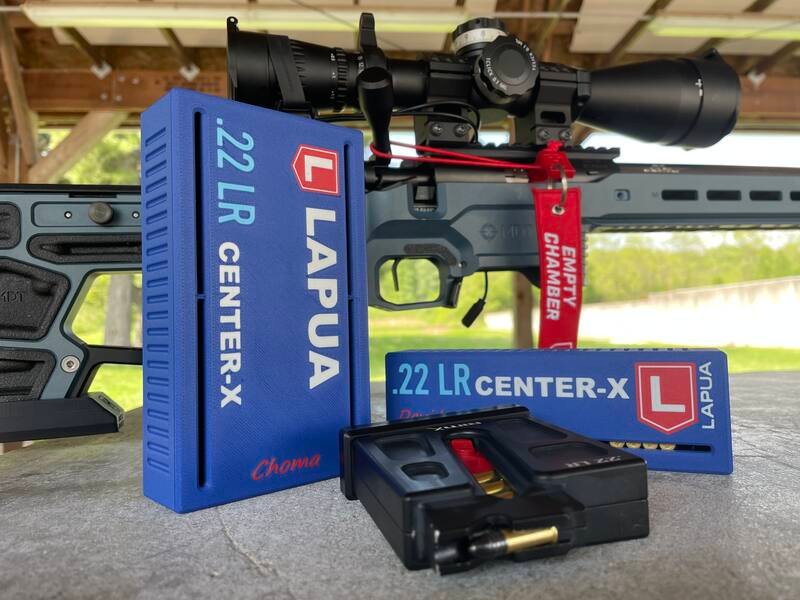 Lapua Center-X caddies with rifle and magazine